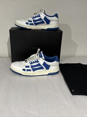 AMIRI Skel Top Low White Blue Leather Sneakers Men’s US 11 EU 44 w/ Box Dust Bag